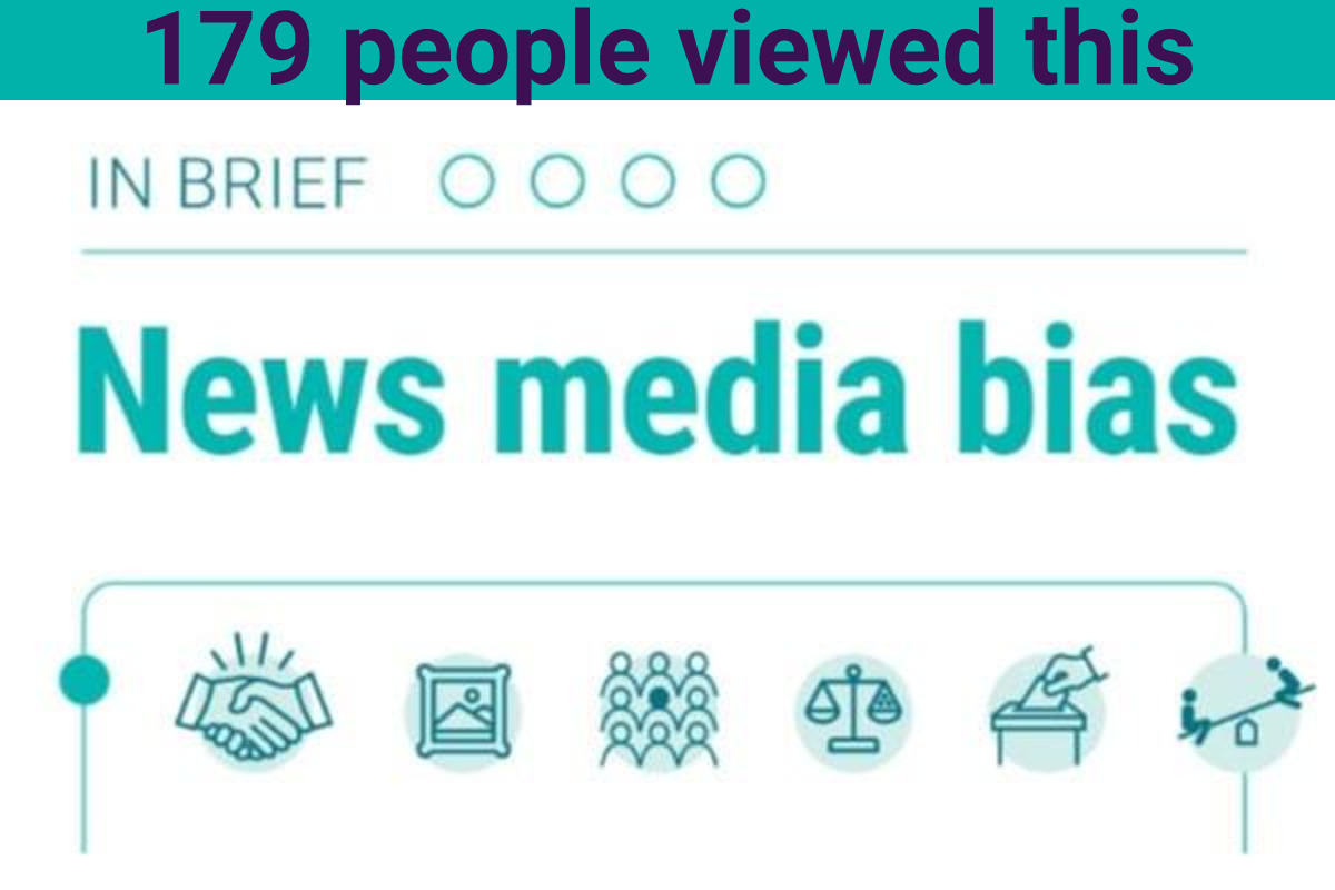 A thumbnail image of a News Literacy Project infographic called “In brief: News media bias” includes icons of a handshake, framed art, a group of nine people, a weighted scale, a ballot box and two people on a seesaw.